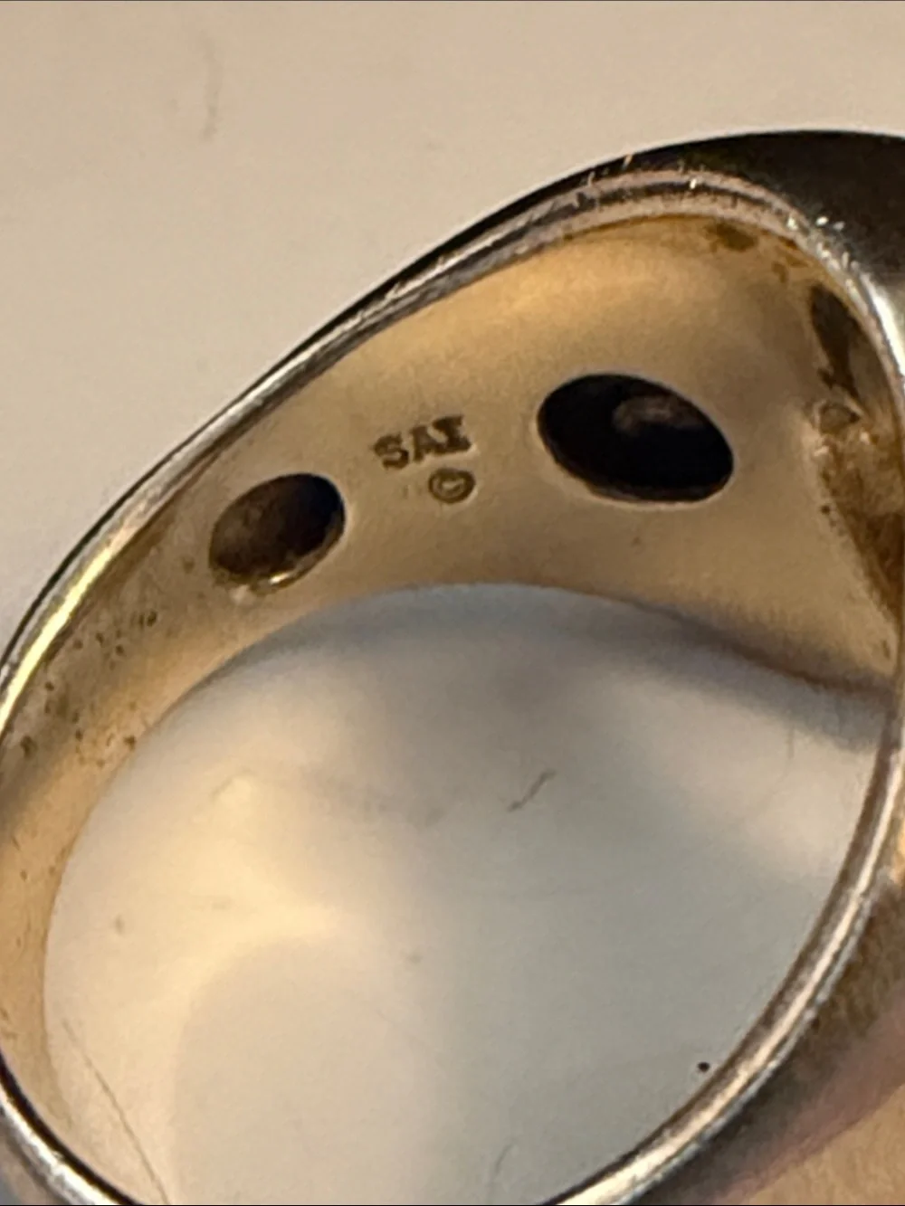 Vtg SAZ Gold over 925 Horseshoe Ring